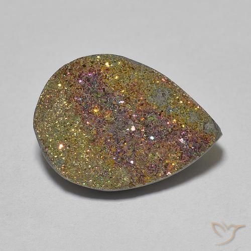 6.65ct Натуральный Многоцветный Радужный пирит, Форма груши, Непрозрачный