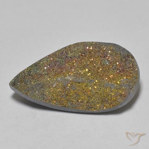 10.62ct Натуральный Многоцветный Радужный пирит, Форма груши, Непрозрачный