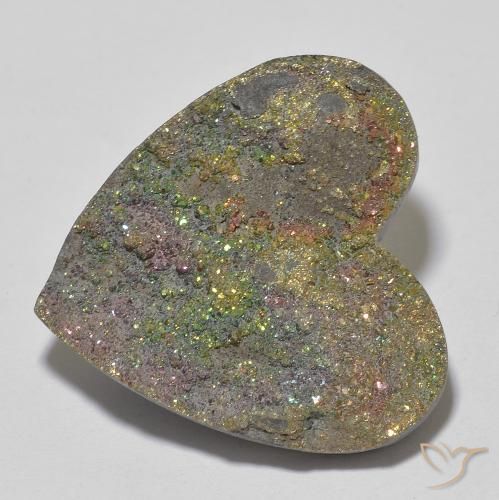 17.87ct Натуральный Многоцветный Радужный пирит, Сердце, Непрозрачный