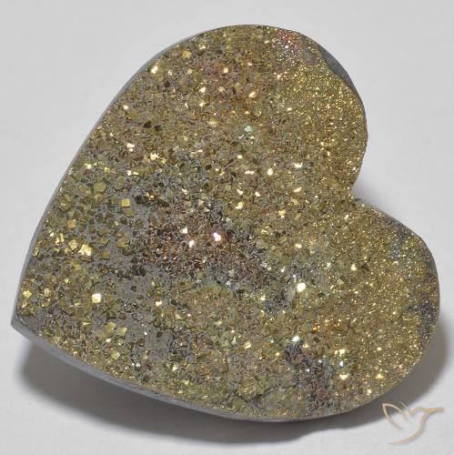 28.68ct Натуральный Многоцветный Радужный пирит, Сердце, Непрозрачный