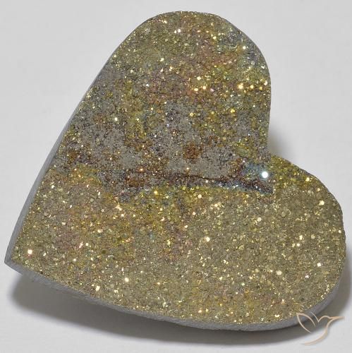 26.19ct Натуральный Многоцветный Радужный пирит, Сердце, Непрозрачный
