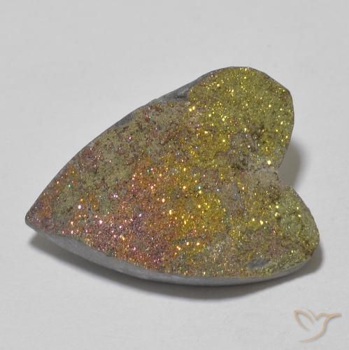 12.80ct Натуральный Многоцветный Радужный пирит, Сердце, Непрозрачный