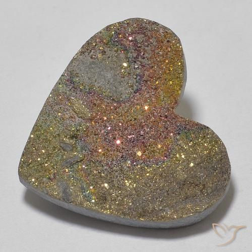 9.21ct Натуральный Многоцветный Радужный пирит, Сердце, Непрозрачный