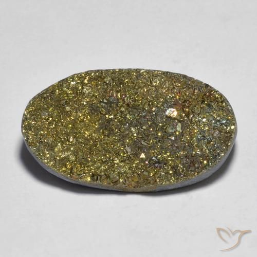 12.47ct Натуральный Многоцветный Радужный пирит, Овал, Непрозрачный