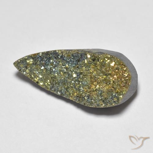 6.64ct Натуральный Многоцветный Радужный пирит, Форма груши, Непрозрачный
