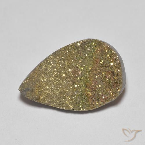 4.74ct Натуральный Многоцветный Радужный пирит, Форма груши, Непрозрачный