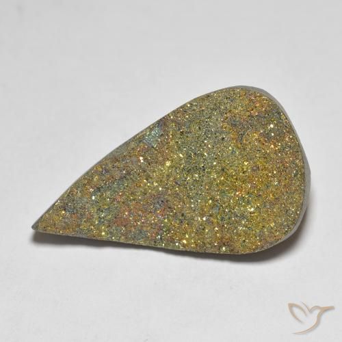 12.62ct Натуральный Многоцветный Радужный пирит, Форма груши, Непрозрачный