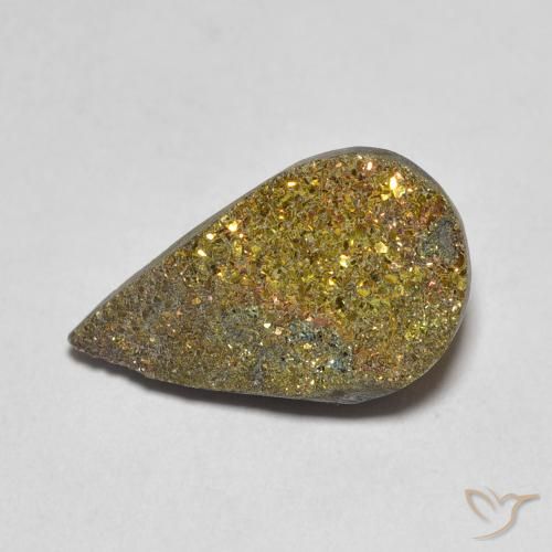 4.42ct Натуральный Многоцветный Радужный пирит, Форма груши, Непрозрачный