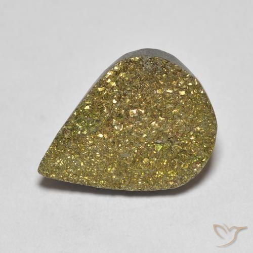5.42ct Натуральный Многоцветный Радужный пирит, Форма груши, Непрозрачный