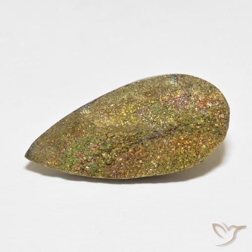 13.42ct Натуральный Многоцветный Радужный пирит, Форма груши, Непрозрачный