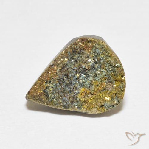 3.71ct Натуральный Многоцветный Радужный пирит, Форма груши, Непрозрачный