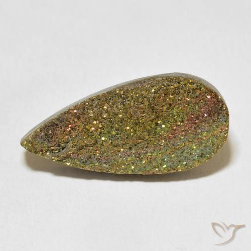 8.74ct Натуральный Многоцветный Радужный пирит, Форма груши, Непрозрачный