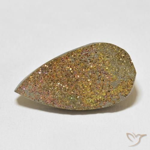 14.35ct Натуральный Многоцветный Радужный пирит, Форма груши, Непрозрачный