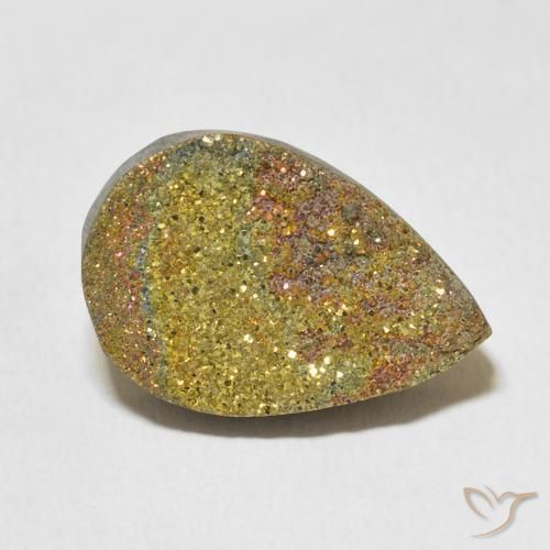 12.94ct Натуральный Многоцветный Радужный пирит, Форма груши, Непрозрачный