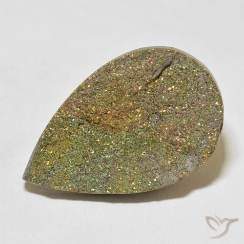 22.03ct Натуральный Многоцветный Радужный пирит, Форма груши, Непрозрачный