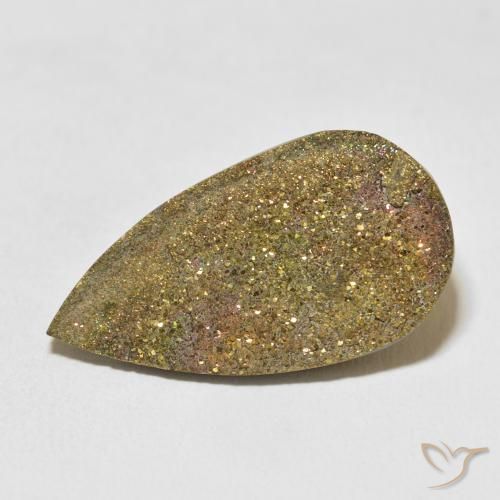 17.24ct Натуральный Многоцветный Радужный пирит, Форма груши, Непрозрачный