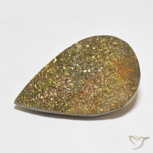 18.07ct Натуральный Многоцветный Радужный пирит, Форма груши, Непрозрачный
