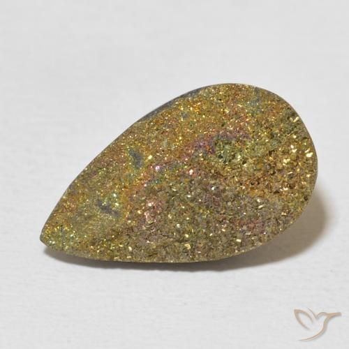 6.31ct Натуральный Многоцветный Радужный пирит, Форма груши, Непрозрачный