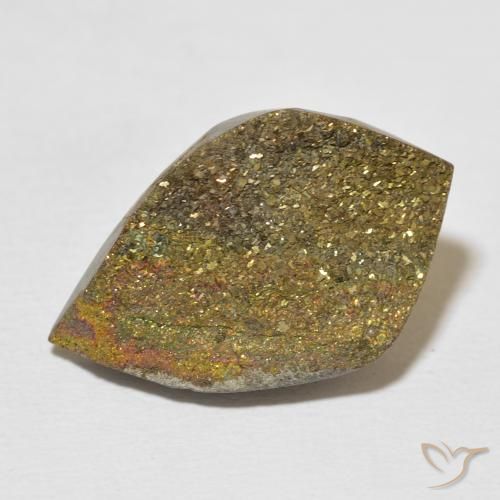 15.21ct Натуральный Многоцветный Радужный пирит, Форма груши, Непрозрачный