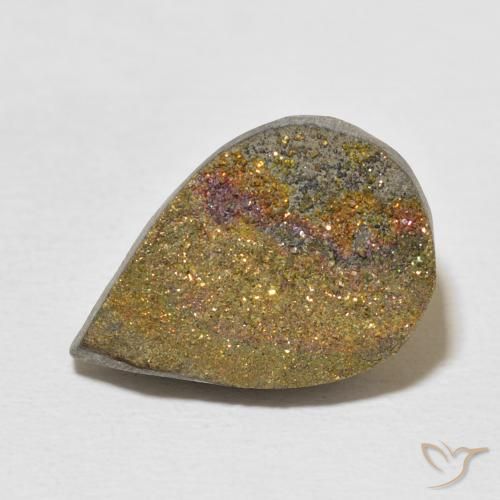 9.97ct Натуральный Многоцветный Радужный пирит, Форма груши, Непрозрачный