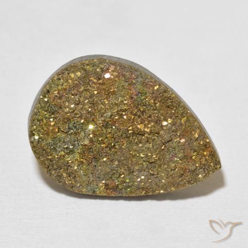 8.15ct Натуральный Многоцветный Радужный пирит, Форма груши, Непрозрачный