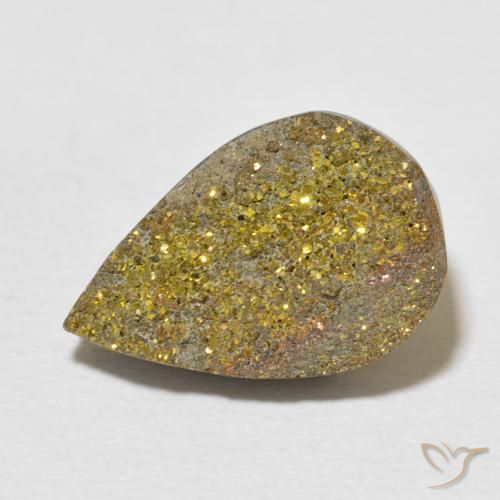 6.87ct Натуральный Многоцветный Радужный пирит, Форма груши, Непрозрачный