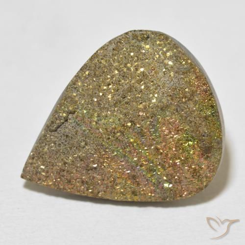 18.47ct Натуральный Многоцветный Радужный пирит, Форма груши, Непрозрачный