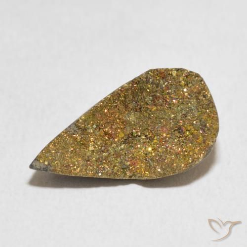 4.89ct Натуральный Многоцветный Радужный пирит, Форма груши, Непрозрачный