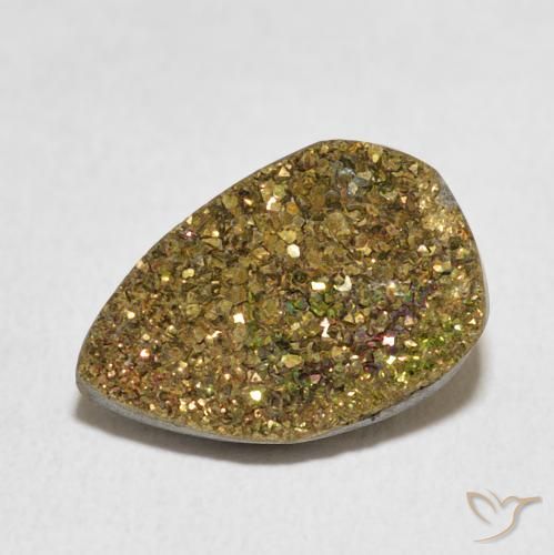5.82ct Натуральный Многоцветный Радужный пирит, Форма груши, Непрозрачный