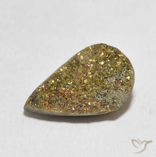4.66ct Натуральный Многоцветный Радужный пирит, Форма груши, Непрозрачный