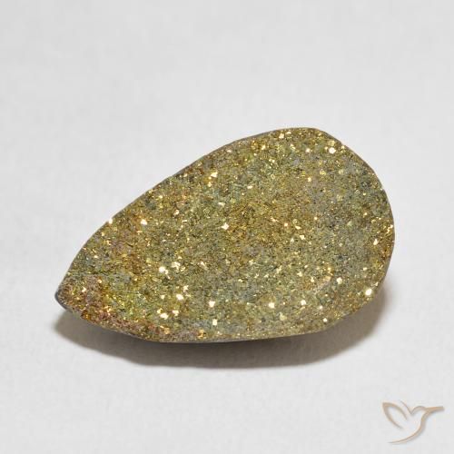 9.12ct Натуральный Многоцветный Радужный пирит, Форма груши, Непрозрачный
