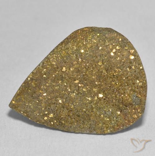 13.48ct Натуральный Многоцветный Радужный пирит, Форма груши, Непрозрачный