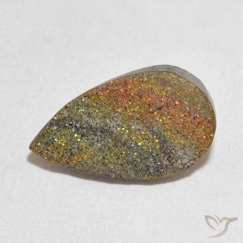 6.04ct Натуральный Многоцветный Радужный пирит, Форма груши, Непрозрачный