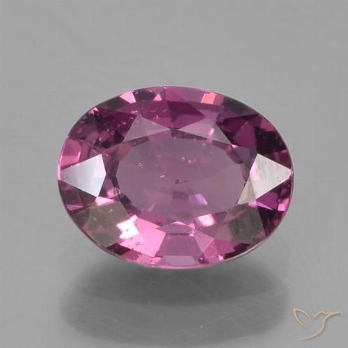 1.18ct Натуральный Малиново-красный Родолит Гранат, Овал, Чистота VS
