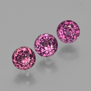  карата, натуральный Малиново-красный Родолитовый гранат, Огранка Круг, VVS-VS