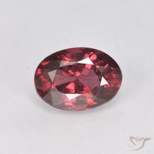 1.09ct Натуральный Малиново-красный Родолит Гранат, Овал, Чистота VS