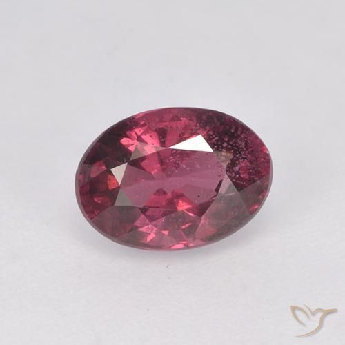 1.18ct Натуральный Малиново-красный Родолит Гранат, Овал, Чистота VS