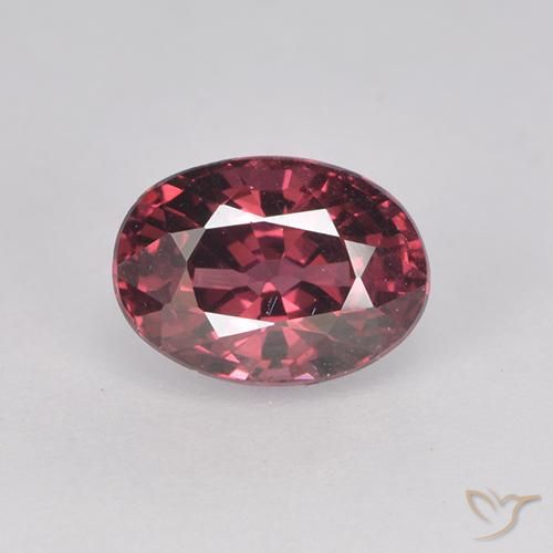 1.18ct Натуральный Средне-темно-красный Родолит Гранат, Овал, VVS-VS