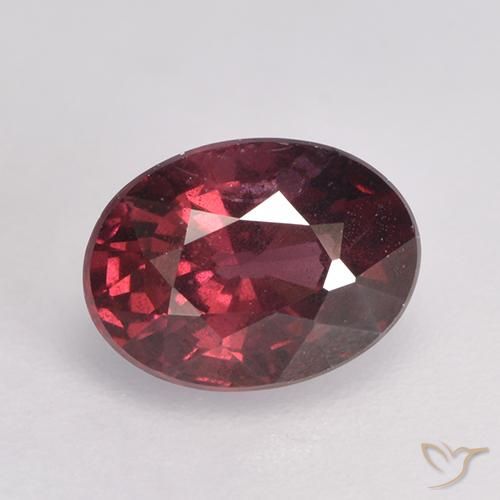 1.25ct Натуральный Средне-темно-красный Родолит Гранат, Овал, Чистота VS