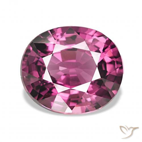 4.21ct Темно-розовый ягодно-фиолетовый Родолитовый гранат, Овал, Чистота VVS