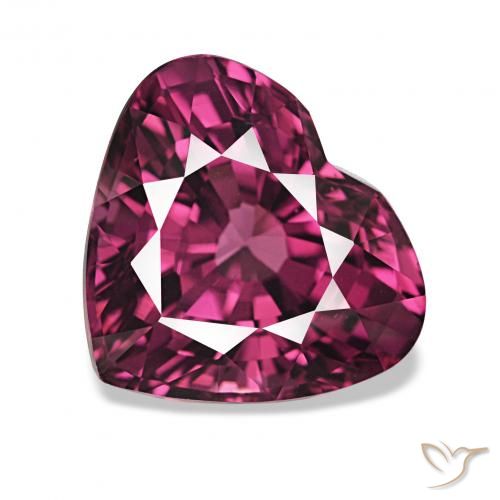 4.12ct Средний фиолетовый Родолитовый гранат, Сердце, Чистота VVS