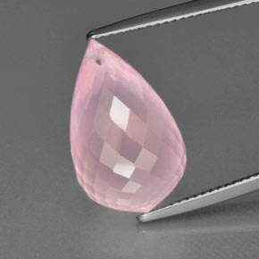 12.76 карата, натуральный Средне-розово-розовый Розовый кварц, Бриолет, Прозрачный