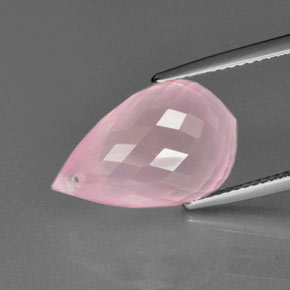 12.76 карата, натуральный Средне-розово-розовый Розовый кварц, Бриолет, Прозрачный