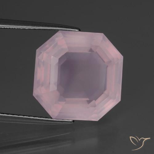 12.26ct Натуральный Светло-розовый Розовый кварц, Изумрудная огранка, Прозрачный