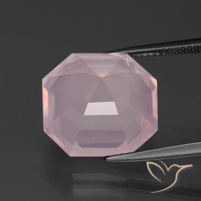 12.46 карата, натуральный Средне-розово-розовый Розовый кварц, Изумрудная огранка, Прозрачный