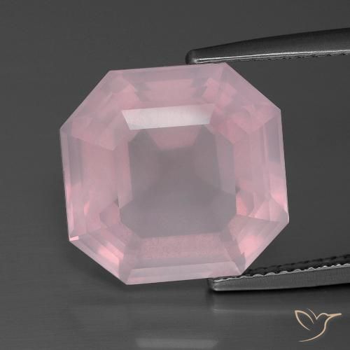 10.29ct Натуральный Жевательная резинка розовый Розовый кварц, Изумрудная огранка, Прозрачный