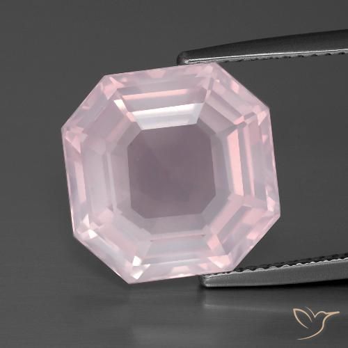 10.23ct Натуральный Светло-розовый Розовый кварц, Изумрудная огранка, Прозрачный