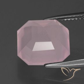 7.24 карата, натуральный Средне-розово-розовый Розовый кварц, Изумрудная огранка, Прозрачный
