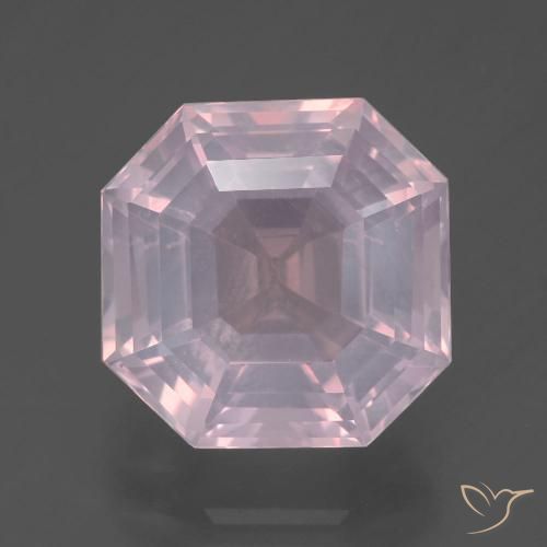 6.74ct Натуральный Светло-розовый Розовый кварц, Изумрудная огранка, Прозрачный