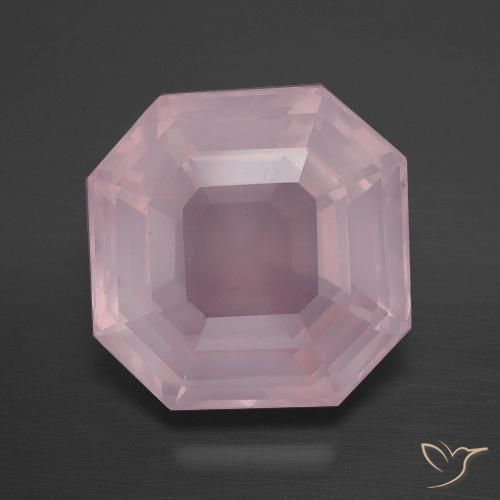 8.97ct Натуральный Средне-розово-розовый Розовый кварц, Изумрудная огранка, Прозрачный